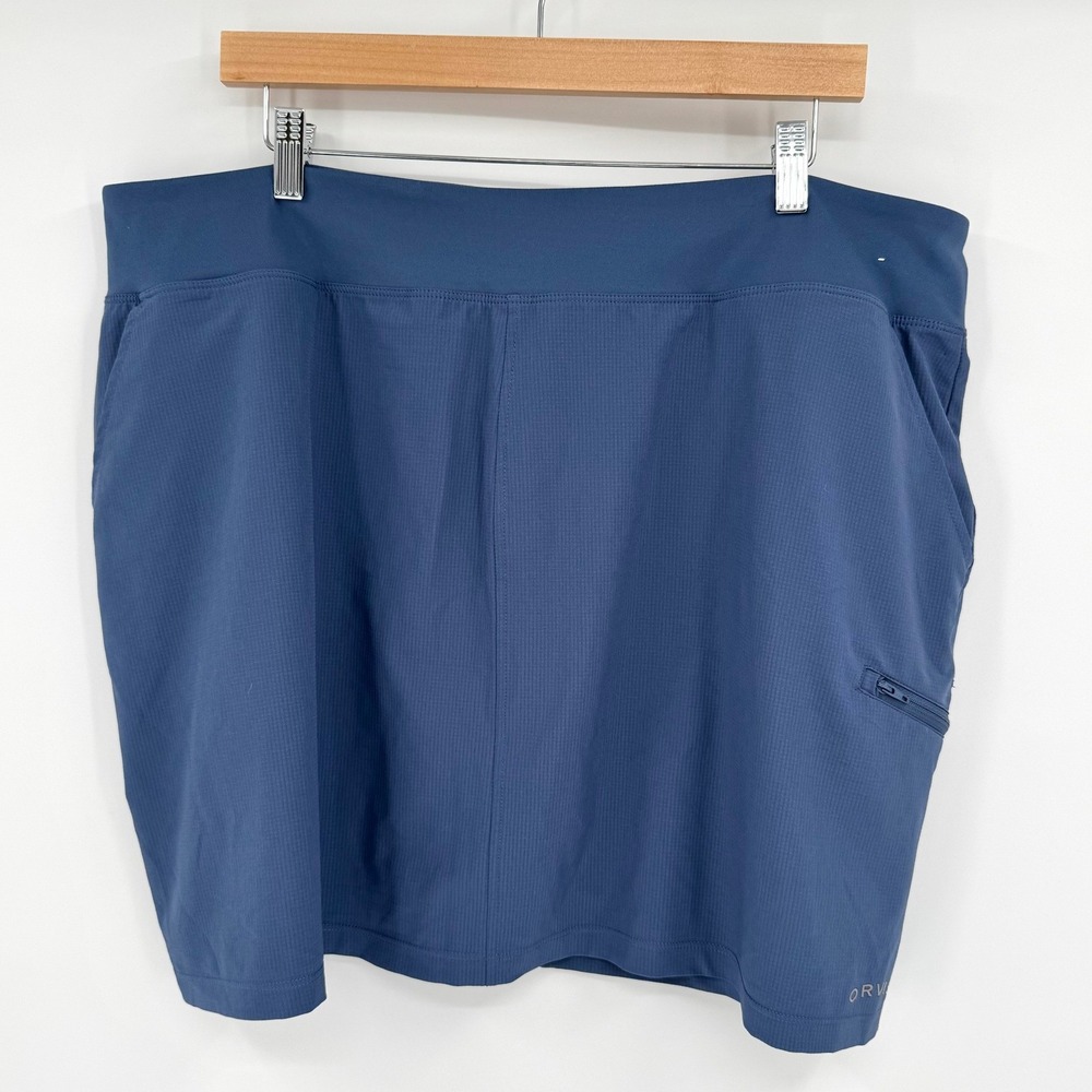Orvis Womens Blue Active Skort Pockets Athletic Skirt Built-in Shorts XXL